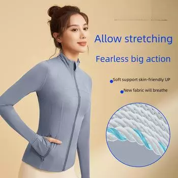 «Juyitang осень/зима дышащая эластичная куртка для йоги и бега с карманами» XL чёрный/звезда