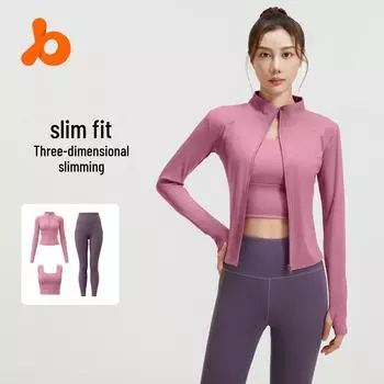 Juyitang Spring & Autumn Seamless Yoga 3-Piece Set: Slim-Fit Fitness & Running Outfit XL