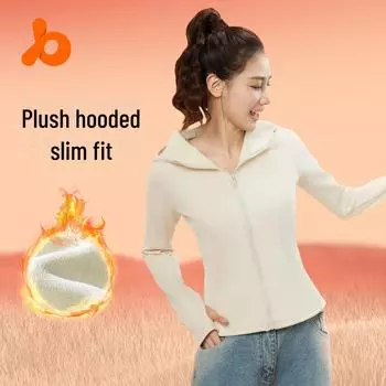 Juyitang Women s Slim Fit Hooded Yoga Jacket - Autumn & Winter Velvet, Versatile, Leisure & Fitness Wear XXL