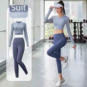 Juyitang Женский бесшовный спортивный топ с V-образным вырезом и длинными рукавами S