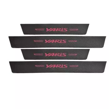 JuYuna Innovative Toyota New Yaris 10 Series Scuff Side Step Protective Side Step Gold Foil Hot Typing Car Interior Uniform Dirt Scratch 4 Piece Red