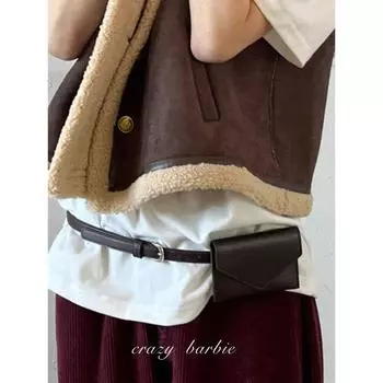 Южная Корея Инс Вогнутая форма Изысканная декоративная поясная сумка Brown