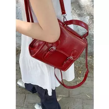 Южная Корея Ранец Красный Женский Рюкзак в стиле преппи Wine Red