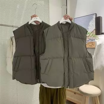 Южная Корея Тондэмун 2024 осень и зима новый пуховый жилет короткий повседневный универсальный стоячий воротник верхняя одежда жилет прилив average size