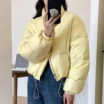 Южная Корея Тондэмун пуховик женский новый воротник-стойка короткий корейская версия белый утиный пух куртка хлеб маленькая куртка S
