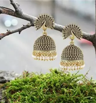 Южно-индийский круглый жемчужный перо павлина Джумка