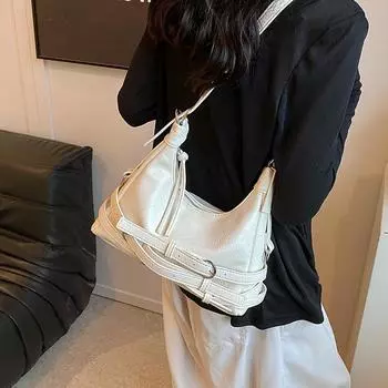 Южнокорейская нишевая дизайнерская сумка для подмышек для женщин, новинка 2024 года, летняя модная мотоциклетная сумка, крутая сумка через плечо на одно плечо для женщин