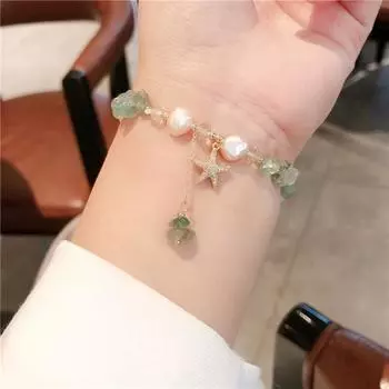 Южнокорейская версия браслета с турмалином и камнем богатства, персонализированный браслет из пресноводного жемчуга, темперамент, браслет с микроинкрустацией в виде морской звезды