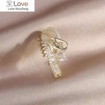 Южнокорейский новый дизайн, модные украшения, 14-каратное настоящее золотое кольцо с цирконом, элегантное женское регулируемое кольцо с отверстием Resizable белый