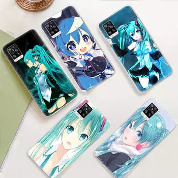 JW54 Hatsune Miku Vocaloid Прозрачный чехол для Samsung A04 A14 A23 M33 M53 Realme 10 9 C35 C55 VIVO Y02 X80 Infinix Hot 30 Note 11 Tecno Spark 8P Pro Infinix Hot 10S ирис