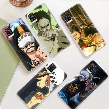 JW60Trafalgar Law Прозрачный чехол для Samsung A04 A14 A23 M33 M53 Realme 10 9 C35 C55 VIVO Y02 X80 Infinix Hot 30 Note 11 Tecno Spark 8P Pro VIVO Y17 пламенный