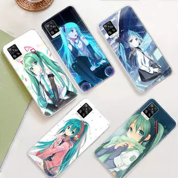 JW66 Hatsune Miku Прозрачный чехол для Samsung A04 A14 A23 M33 M53 Realme 10 9 C35 C55 VIVO Y02 X80 Infinix Hot 30 Note 11 Tecno Spark 8P Pro Tecno Camon 17 Pro олений