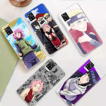 JW85 Наруто Хината Сакура Прозрачный чехол для Samsung A04 A14 A23 M33 M53 Realme 10 9 C35 C55 VIVO Y02 X80 Infinix Hot 30 Note 11 Tecno Spark 8P Pro VIVO Y17 гагат