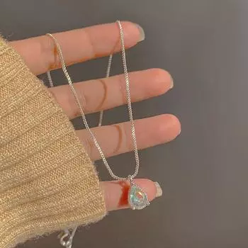 Jwer серебряный цвет лунный камень капля воды кулон свитер ожерелье Шарм для женщин и девочек Ins модные винтажные вечерние украшения в стиле панк подарки