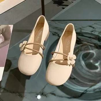 JX flat-soled single shoes gentle shoes new grandma shoes with skirt one pedal Mary Jane Doudou shoes 35