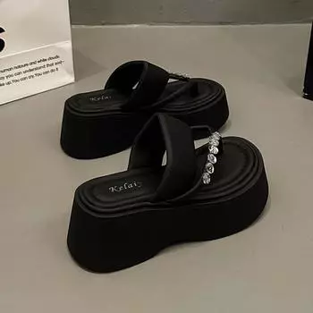 JX new fashion thick-soled slippers women s summer wear high-end niche lightweight height-increasing casual sandals 35