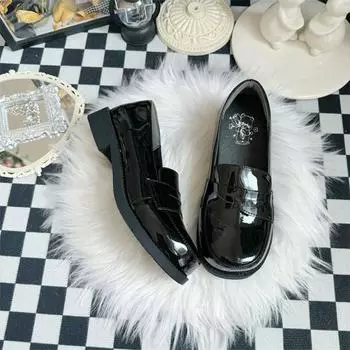 JX original basic uniform college shoes spring and autumn square head shoes cute shallow mouth women s single shoes 35