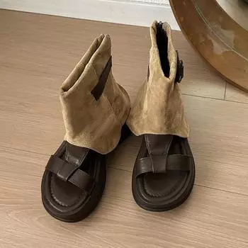 JX retro cool boots women s summer new light luxury casual sandals versatile breathable height-increasing women s shoes 35