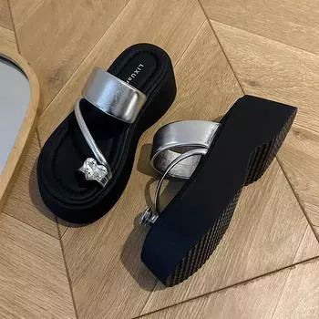 JX thick-bottomed toe slippers for women s summer wear new fashion and high-end versatile rhinestone beach cool slippers 35