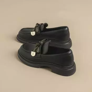 JX thick heel women s new spring and autumn with skirt small leather shoes women s versatile one-pedal single shoes women s shoes 35