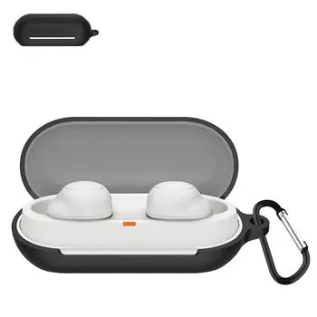 JXRICH для Sony Чехол для Sony Drop Scratch Silicone Можно носить и полный карабин в комплекте Чехол WF-C700N, WF-C700N, Профилактика, Профилактика, Чехол, чёрный