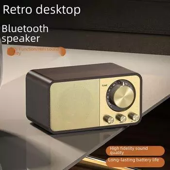 JY-66 Ретро-деревянная Bluetooth-колонка с сабвуфером и стереорадио JY-66