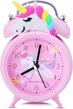 JYPS Unicorn Alarm Настольный Громкий Для Тихого Второй Двойной Батарейный Будильник, Который Всегда Разбудит Вас Школьный Праздник Подарочные Часы, Детские