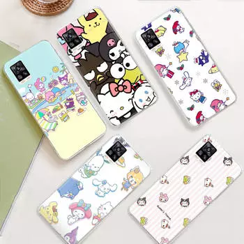 JZ11 Hello Kitty Friend Прозрачный чехол для Samsung A04 A14 A23 M33 M53 Realme 10 9 C35 C55 VIVO Y02 X80 Infinix Hot 30 Note 11 Tecno Spark 8P Pro Samsung A54 5G гагат