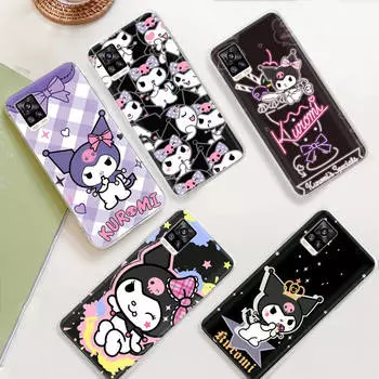 JZ16 Kuromi прозрачный чехол для Samsung A04 A14 A23 M33 M53 Realme 10 9 C35 C55 VIVO Y02 X80 Infinix Hot 30 Note 11 Tecno Spark 8P Pro VIVO Y02s кожа буйвола