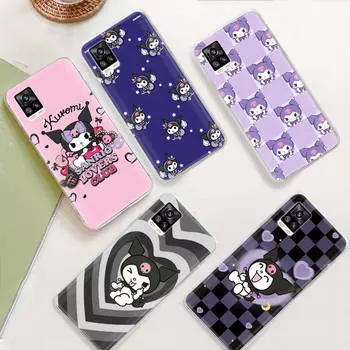 JZ17 Kuromi прозрачный чехол для Samsung A04 A14 A23 M33 M53 Realme 10 9 C35 C55 VIVO Y02 X80 Infinix Hot 30 Note 11 Tecno Spark 8P Pro Samsung M23 5G эбеновый