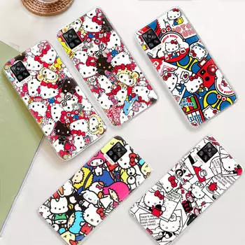 JZ19 Hello Kitty Прозрачный чехол для Samsung A04 A14 A23 M33 M53 Realme 10 9 C35 C55 VIVO Y02 X80 Infinix Hot 30 Note 11 Tecno Spark 8P Pro VIVO Y33S ирис