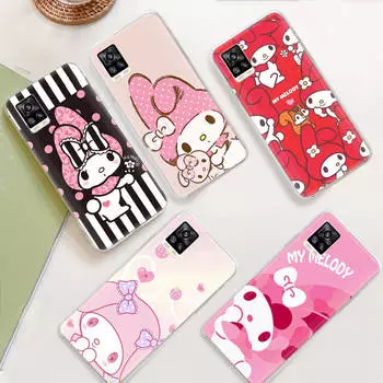 JZ20 My Melody Прозрачный чехол для Samsung A04 A14 A23 M33 M53 Realme 10 9 C35 C55 VIVO Y02 X80 Infinix Hot 30 Note 11 Tecno Spark 8P Pro Realme 10 Pro 5g кожа буйвола