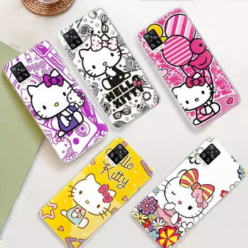 JZ21 Милый чехол с рисунком Hello Kitty для Samsung A04 A14 A23 M33 M53 Realme 10 9 C35 C55 VIVO Y02 X80 Infinix Hot 30 Note 11 Tecno Spark 8P Pro Infinix Hot 30 арлекин