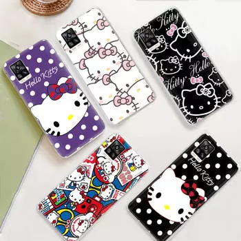 JZ23 Hello Kitty Прозрачный чехол для Samsung A04 A14 A23 M33 M53 Realme 10 9 C35 C55 VIVO Y02 X80 Infinix Hot 30 Note 11 Tecno Spark 8P Pro Infinix Hot 11S ирис