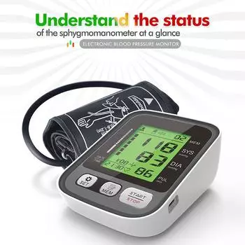 JZ256A Монитор артериального давления на плече с большой манжетой/режимом 2 пользователей/3-цветным индикатором подсветки/ЖК-экраном Автоматический монитор АД With Voice Function & 2232cm Cuff