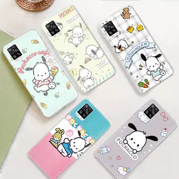 JZ26 мультфильм Pochacco прозрачный чехол для Samsung A04 A14 A23 M33 M53 Realme 10 9 C35 C55 VIVO Y02 X80 Infinix Hot 30 Note 11 Tecno Spark 8P Pro Infinix Note 12 2023 аэро