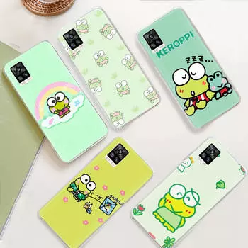 JZ2 Kerokero Keroppi Прозрачный чехол для Samsung A04 A14 A23 M33 M53 Realme 10 9 C35 C55 VIVO Y02 X80 Infinix Hot 30 Note 11 Tecno Spark 8P Pro Realme C55 аэро