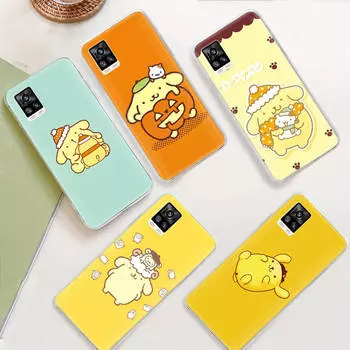 JZ5 Pompom Purin Прозрачный чехол для Samsung A04 A14 A23 M33 M53 Realme 10 9 C35 C55 VIVO Y02 X80 Infinix Hot 30 Note 11 Tecno Spark 8P Pro Infinix Note 12 2023 ирис