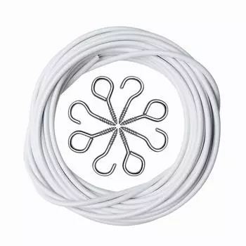 JZBRAIN 3 метра Белый занавес Пластиковое покрытие Оконный занавес Проволока для подвешивания картин с 8 парами нитей и крючков 2 штуки Проволока, Проволока, белый