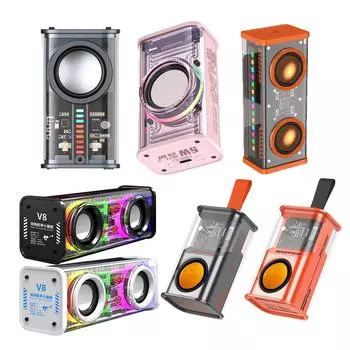 K07/K08/V8 Прозрачный механический беспроводной Bluetooth-динамик Звук Свет Ритм Сабвуфер TWS Стерео Музыкальный Центр Громкая связь Звонок