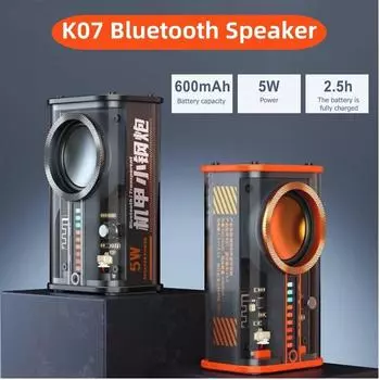 K07 Прозрачный механический беспроводной Bluetooth-динамик с басом, музыкальным сабвуфером, RGB-звуком, ритм-динамиком, TWS-стереогарнитурой, функцией громкой связи