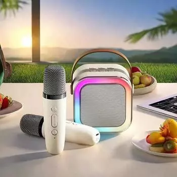 K12 Bluetooth караоке машина портативная 5.3 PA акустическая система с 1-2 беспроводными микрофонами для домашнего пения подарок 2025