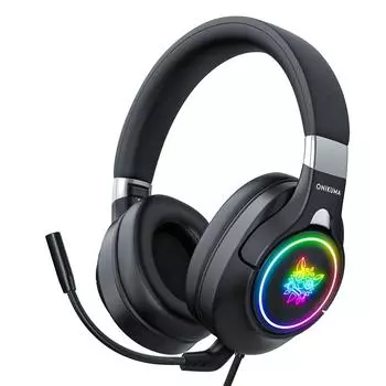 K15 Черная светодиодная гарнитура RGB с объемным звуком USB Проводной стильный микрофон с шумоподавлением Наушники для игр