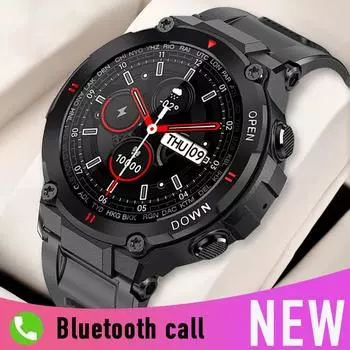 K22 часы Bluetooth вызов умные часы мужские виды спорта на открытом воздухе фитнес-трекер сердечного ритма музыка играть умные часы для Android IOS чёрный