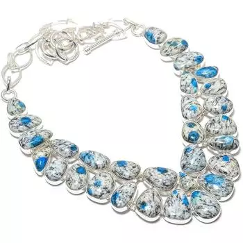 K2 Azurite Gemstone Handmade 925 Silver Jewelry Necklace 18 JCN484-204