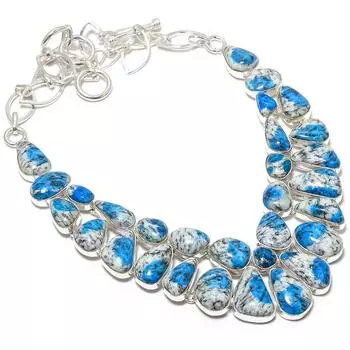 K2 Azurite Gemstone Handmade 925 Silver Jewelry Necklace 18 JCN484-207