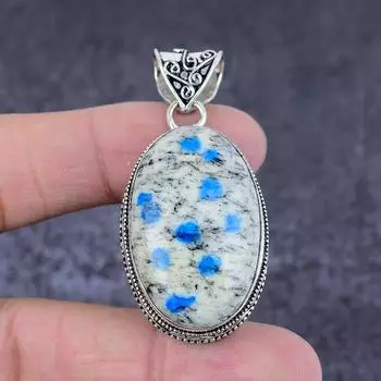 K2 Azurite Gemstone Handmade 925 Sterling Silver Gift Jewelry Pendant 2.17 I4z02