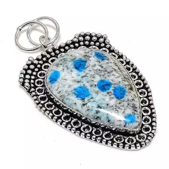 K2 Azurite Gemstone Handmade 925 Sterling Silver Jewelry Pendant 2.76 B4B37