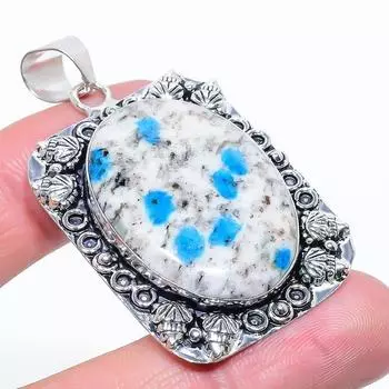 K2 Azurite Gemstone Handmade 925 Sterling Silver Jewelry Pendant 2.21 w1j00