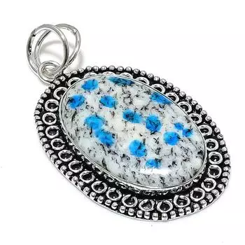 K2 Azurite Gemstone Handmade 925 Sterling Silver Jewelry Pendant 2.56 F9t47